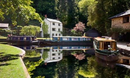 The boathouse cottage and wharf at Llanfoist on the Monmouthshire and Brecon canal near Abergavenny.