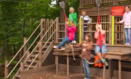 A zip slide showing movement at Bewilderwood adventure park